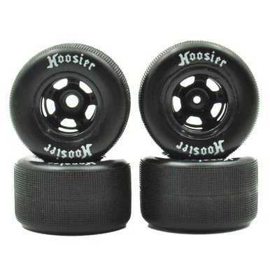 1RC Racing 1RC5570 FR/RR HT Tires & Black Wheels, 1/18 Asphalt Modified (4)