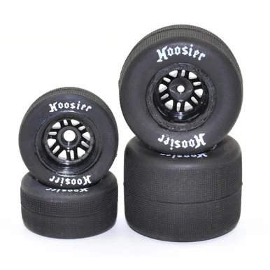 1RC Racing 1RC5580 FR/RR Tires & Black Wheels, 1/18 Asphalt Sprint Car (4)