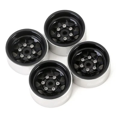 INJORA YQW-1004BK Black 1.0" Stamped Steel -3.78mm Offset Wheels for Micro Crawlers