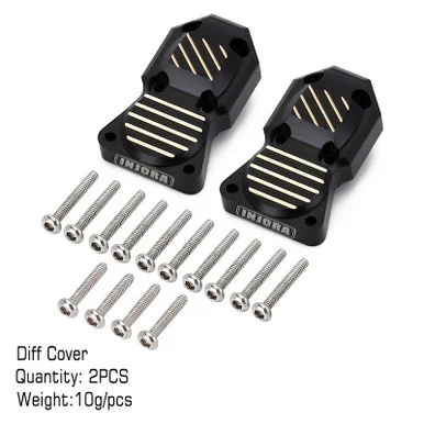 INJORA SCX24-37BK 10g/pcs Black Brass Diff Covers for Axial SCX24 AX24