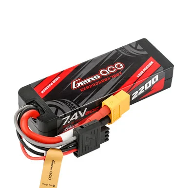 Gens Ace GEA222S60X76GT 7.4V 2200mAh 2S 60C HardCase G-tech LiPo Battery Pack with XT60 Plug