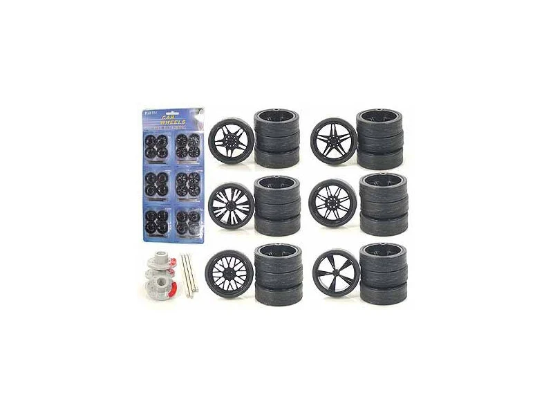 Wheels and Tires and Rims Multipack Set of 24 pieces for 1/24 Scale Model Cars and Trucks - Unbranded