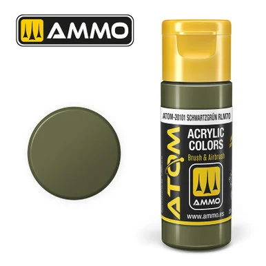 AMM20101 - ATOM Acrylic Paint: Schwartzgrün RLM70 FS34052 - RAL7022 - RLM70 20ml