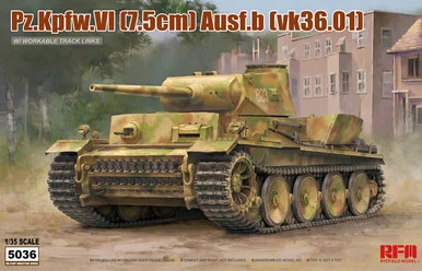 Rye FIeld Models 5036 1/35 German PzKpfw VI 7.5cm Ausf B (vk36.01) Tank w/Workable Track Links - RyeField Models