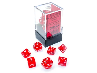 20374 - Translucent Mini-Polyhedral Red/white 7-Die Set