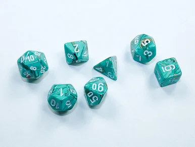 20403 - Marble Mini-Polyhedral Oxi-Copper™/white 7-Die Set