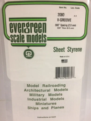 2080 - V-GROOVE STYRENE PLASTIC .080"