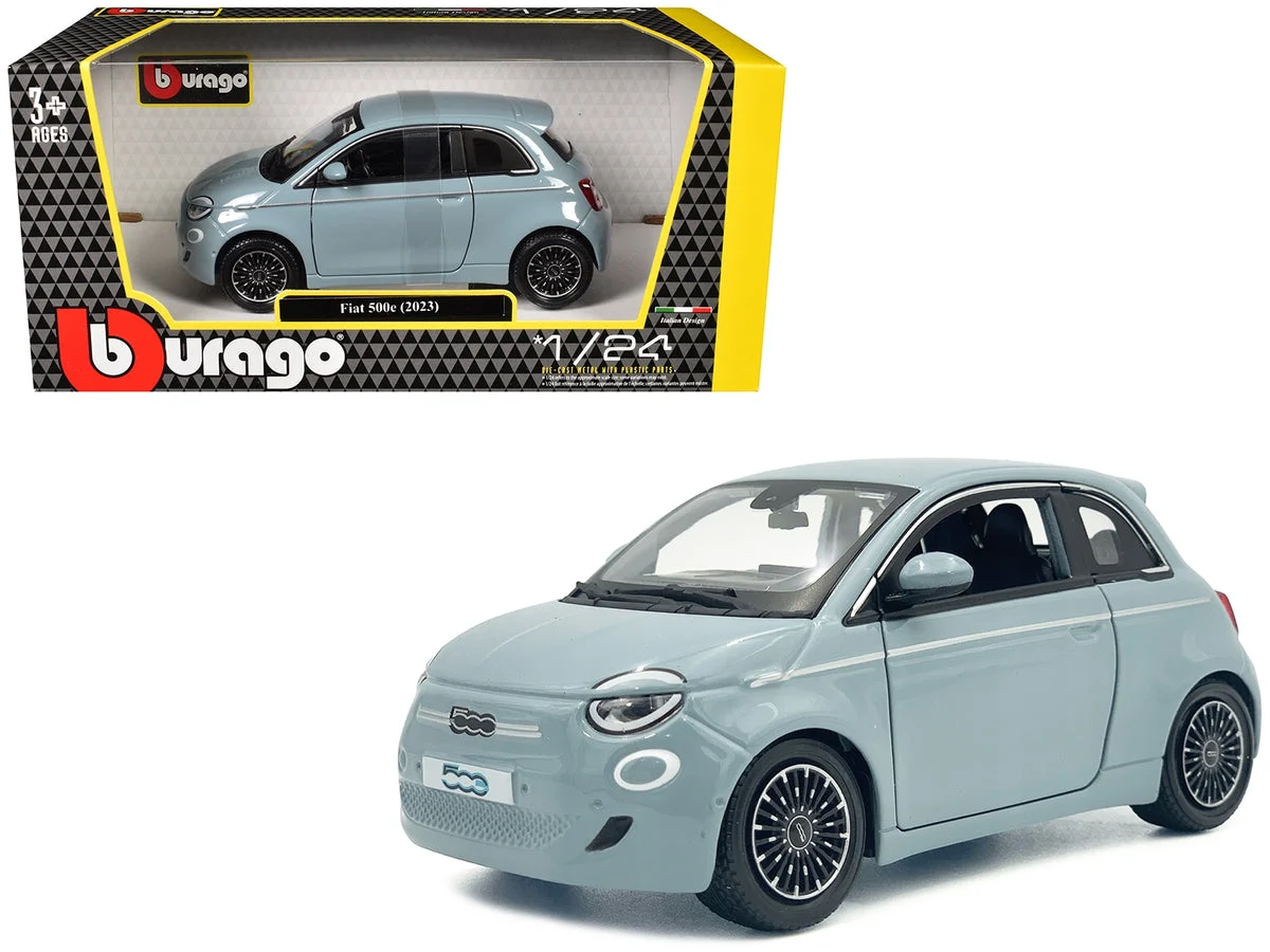2023 Fiat 500e Light Blue 1/24 Diecast Model Car by Bburago