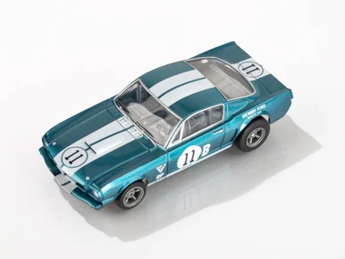 AFX Racing 22071 1965 Shelby Mustang GT350R Donohue Blue/White Slot Car