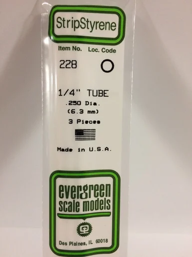 Evergreen Scale Models 228 Round Tubing 1/4 (3 Pieces)