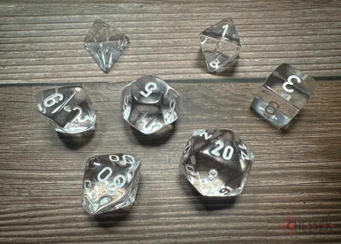 23071 - Translucent Polyhedral Clear/white 7-Die Set