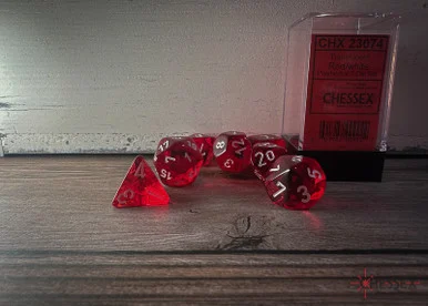 23074 - Translucent Polyhedral Red/white 7-Die Set