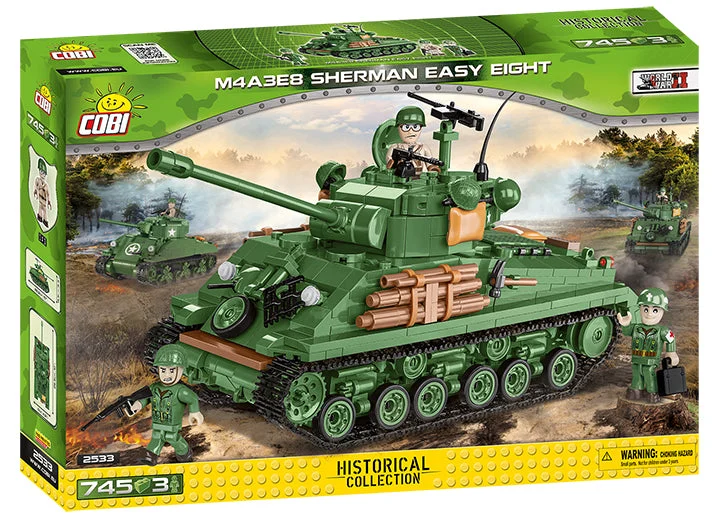 M4A3E8 “Easy Eight” Sherman Tank 745 Piece Block Kit - Cobi