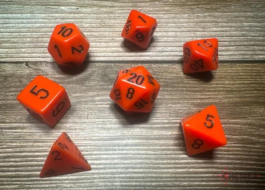 25403 - Opaque Polyhedral Orange/black 7-Die Set