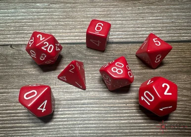 25404 - Opaque Polyhedral Red/white 7-Die Set