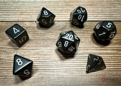 25408 - Opaque Polyhedral Black/white 7-Die Set