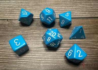 25416 - Opaque Polyhedral Light Blue/white 7-Die Set