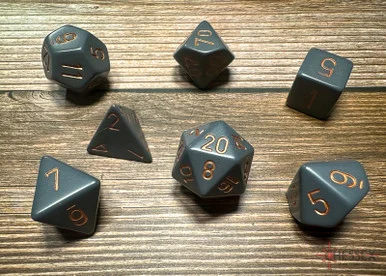 25420 - Opaque Polyhedral Dark Grey/copper 7-Die Set