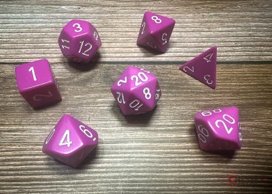 25427 - Opaque Polyhedral Light Purple/white 7-Die Set