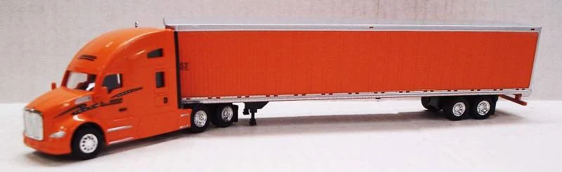 Kenworth T680 Sleeper Cab (Orange) W/ 53’ Dry Van (Orange), Schneider National Livery, 1:87 (HO) Scale Model - Trucks N Stuff