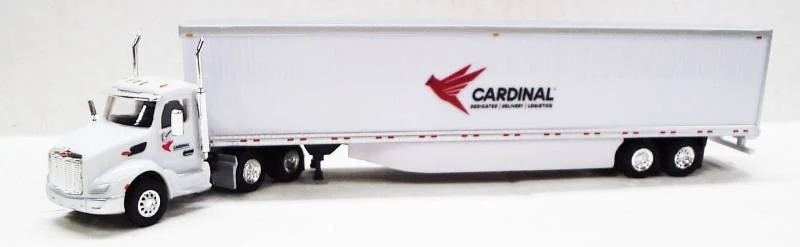 Peterbilt 579 Day Cab (White) Cardinal Logistics Logo w/ 53’ Dry Van, 1:87 (HO) Scale Model - Trucks N Stuff