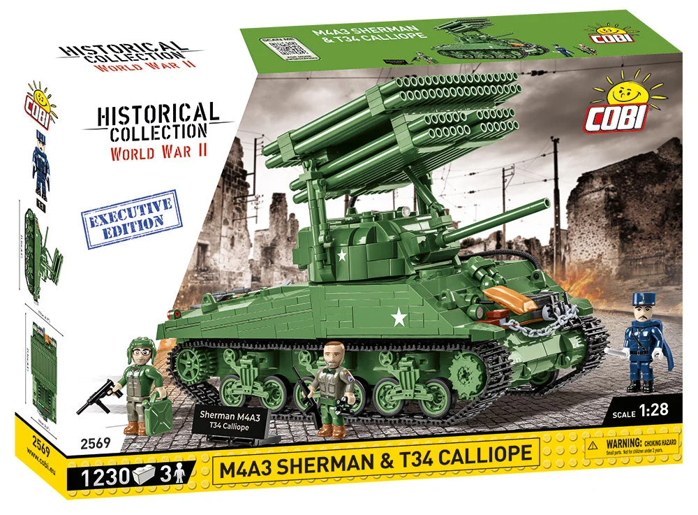 M4A3 Sherman Tank & T34 Calliope, Executive Edition 1230 Piece Block Kit - Cobi