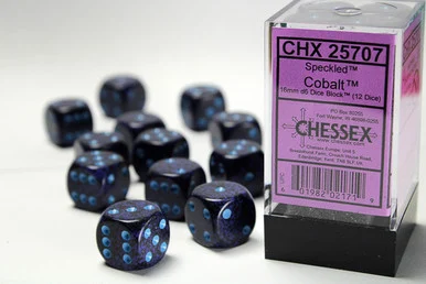 25707 - Speckled® 16mm d6 Cobalt™ Dice Block™ (12 dice)