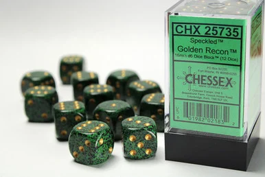 25735 - Speckled® 16mm d6 Golden Recon™ Dice Block™ (12 dice)