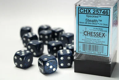 25746 - Speckled® 16mm d6 Stealth™ Dice Block™ (12 dice)