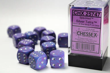 25747 - Speckled® 16mm d6 Silver Tetra™ Dice Block™ (12 dice)