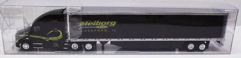 Kenworth T680 Sleeper Cab (Black) W/ 53’ Dry Van Meiborg Inc. Livery, 1:87 (HO) Scale Model - Trucks N Stuff