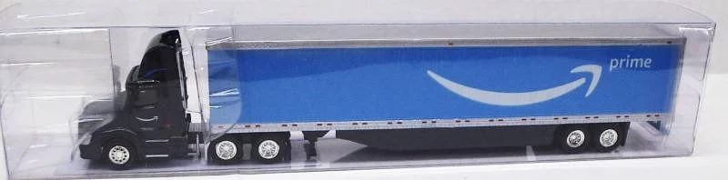 Volvo VNL 300 Day Cab (Black) W/ 53’ Dry Van Amazon Prime Livery, 1:87 (HO) Scale Model - Trucks N Stuff
