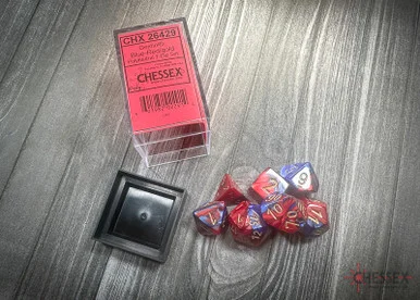 26429 - Gemini® Polyhedral Blue-Red/gold 7-Die Set