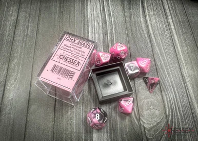 26430 - Gemini® Polyhedral Black-Pink/white 7-Die Set