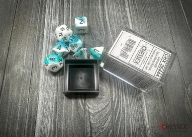 26444 - Gemini® Polyhedral Teal-White/black 7-Die Set