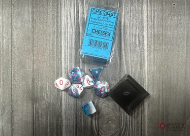 26457 - Gemini® Polyhedral Astral Blue-White/red 7-Die Set