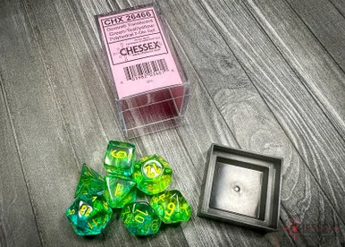 26466 - Gemini® Polyhedral Translucent Green-Teal/yellow 7-Die Set