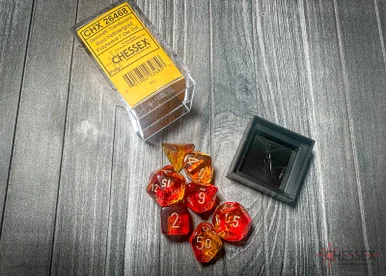 26468 - Gemini® Polyhedral Translucent Red-Yellow/gold 7-Die Set