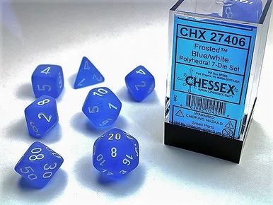 27406 - Frosted™ Polyhedral Blue/white 7-Die Set