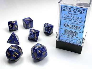 27427 - Scarab® Polyhedral Royal Blue/gold 7-Die Set