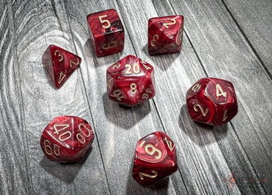 27434 - Vortex® Polyhedral Burgundy/gold 7-Die Set