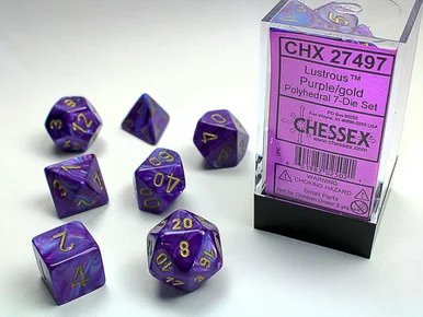 27497 - Lustrous® Polyhedral Purple/gold 7-Die Set