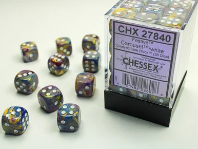 27840 - Festive® 12mm d6 Carousel™/white Dice Block™ (36 dice)