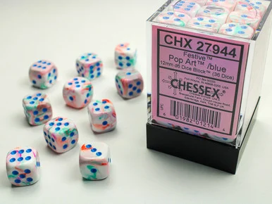 27944 - Festive® 12mm d6 Pop Art™/blue Dice Block™ (36 dice)