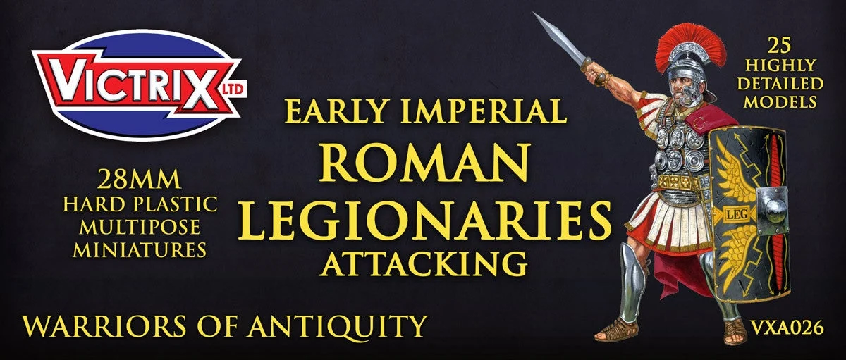 Early Imperial Roman Legionaries Attacking, 28 mm Scale Model Plastic Figures - Victrix