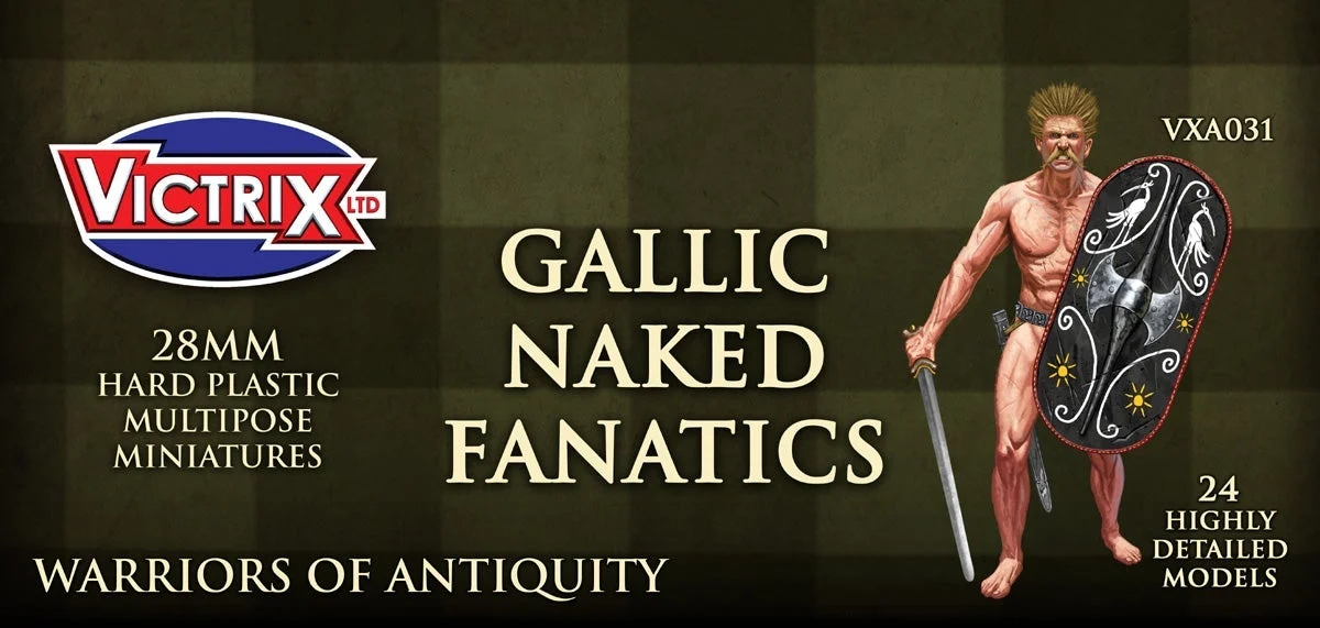 Gallic Naked Fanatics, 28 mm Scale Model Plastic Figures - Victrix