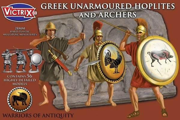 Greek Unarmoured Hoplites and Archers, 28 mm Scale Model Plastic Figures - Victrix