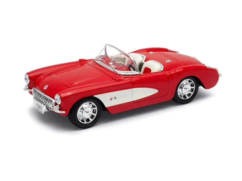 Chevrolet Corvette Convertible 1957 (Red/ White), 1/24 Scale Diecast Car - Welly