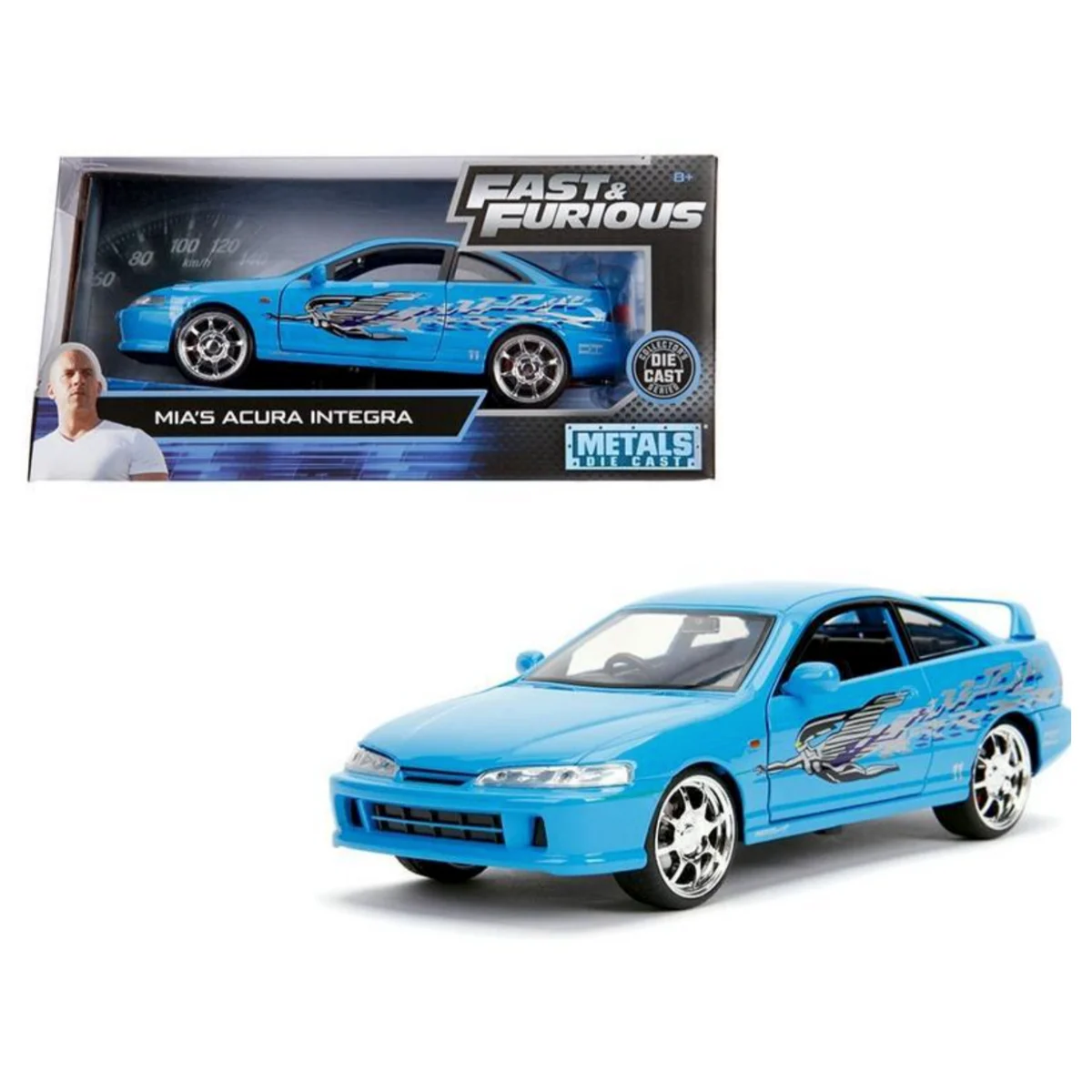 Mia's Acura Integra RHD (Right Hand Drive) Blue "The Fast and the Furious" Movie 1/24 Diecast Model Car by Jada