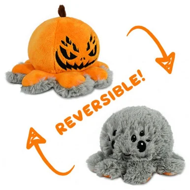 TeeTurtle TEE3744TYPLC1 Reversible Spider Plushie Grey & Orange - Tee Turtle